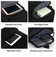 Sac à dos pour ordinateur portable de voyage professionnel imperméable grande capacité avec port USB, rangement multi-compartiments, fermeture éclair, option logo personnalisé