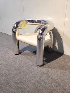 Sillón de tubo doblado de fibra de vidrio en forma de arte de diseño avanzado, silla de ocio individual galvanizada para el hogar, Bar, oficina, sala de estar - Product Image 5