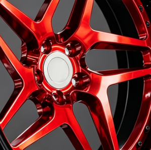 Jante en alliage d'aluminium Auron 5.25x17 Noir brillant avec rayons rouges, 2 pièces moulées pour la mise à niveau des voitures particulières - Product Image 2