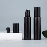 Botol Parfum Portabel SUMEEARA 10ml, Botol Kaca Hitam dengan Roller Bambu Matte dan Tutup Bola Logam untuk Minyak Atsiri
