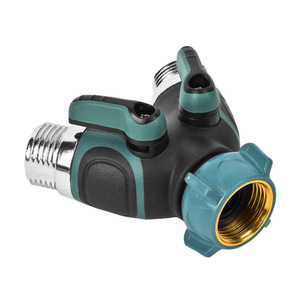 Conector de manguera de jardín de aleación de zinc en forma de Y de 25 mm, distribuidor de agua de doble vía para riego, lavado de coches y patio. - Product Image 1