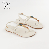 MIA DIVA Nouveauté Sandales pour femmes de luxe ethniques ornées de pierres pour les vacances d'été à la plage