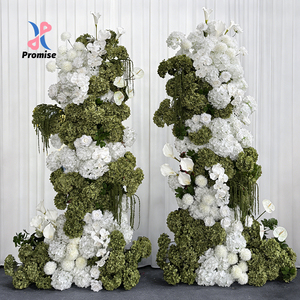 เสาดอกไม้ประดิษฐ์สีขาวคลาสสิก ทำจากผ้าไหม สำหรับตกแต่งงานแต่งงาน ทำด้วยมือ ดอกไม้ผสม ใช้ซ้ำได้ สมจริงสูง - Product Image 1