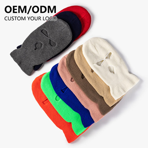 Máscara de esquí de cara completa de punto acrílico de invierno pesado de alta calidad personalizada Unisex pasamontañas colorido de 3 agujeros para uso en deportes al aire libre - Product Image 1