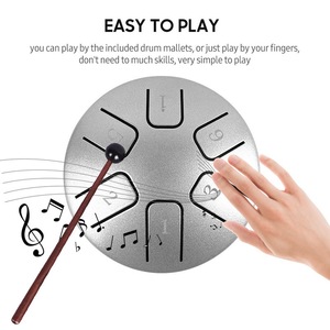 6 notes 3.8 pouces Mini tambour à langue en acier tambour à main tambour <span class=keywords><strong>Zen</strong></span> tambour <span class=keywords><strong>Instrument</strong></span> <span class=keywords><strong>de</strong></span> percussion pour l'éducation musicale des débutants - Product Image 2