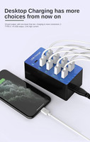 Station de charge USB 100W, 10 ports, 5V 20A, charge rapide de bureau, sortie 2.4A avec ventilateur de refroidissement pour téléphone, tablette, batterie externe, bureau
