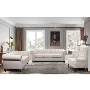 High-end European Style Luxury sofa Furniture Set 3+2+1 Sofa and Chaise chair for Living Room Villa