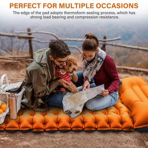 Bomba inflable de Tpu ultraligera compacta, resistente al agua, alfombrilla de dormir de nailon integrada para pies, colchoneta de aire para acampar, colchón, cama de aire - Product Image 2