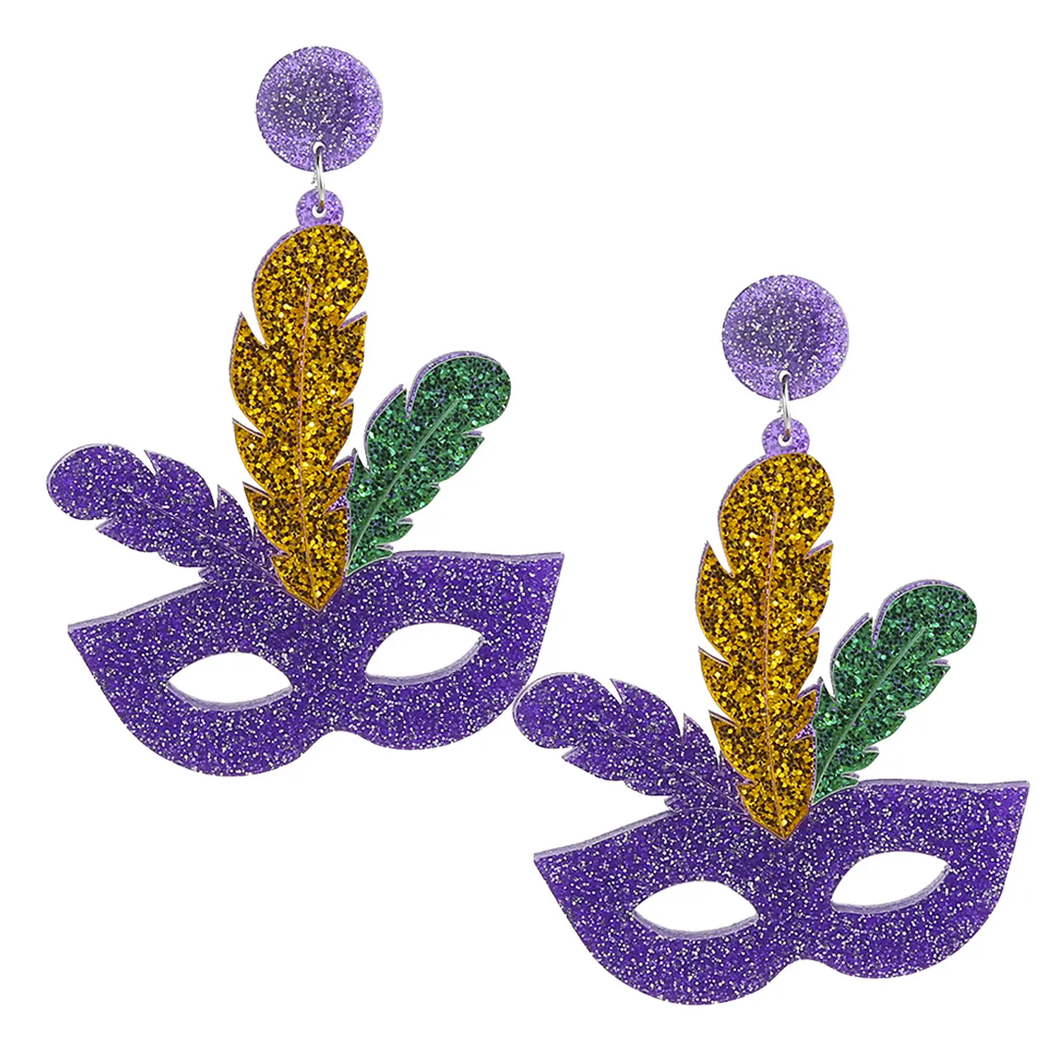 Orecchini Mardi Gras Fleur de Lis orecchini in resina glitterata ciondolano orecchini in acrilico