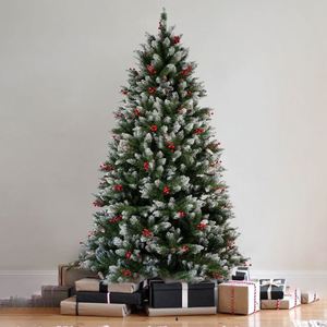 Árbol de Navidad Artificial Gigante Decorado con Bayas y Piñas, con Base Metálica para Mesa, Material PE y PVC, de Lujo para Interiores - Product Image 1