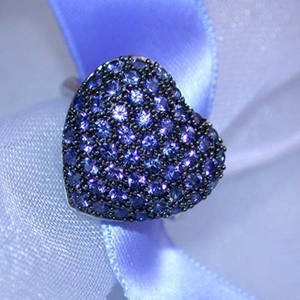 F489 Anello a Forma di Cuore in Argento 925 con Cristalli e Strass, Gioiello da Festa per Donne - Product Image 3