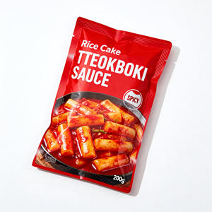 Sachet rétractable à haute barrière en aluminium imprimé par gravure personnalisée, scellé sur 3 côtés, pour <span class=keywords><strong>sauce</strong></span> Tteokbokki <span class=keywords><strong>épicée</strong></span> prête à la cuisson à la vapeur - Product Image 1