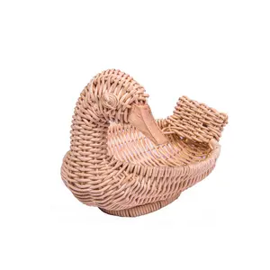 Huangtu Duck Shaped Food Fruit Storage Baskets New Products Natural Material Rattan Handicraft Animal for Home Plant Fiber