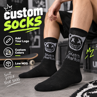 Chaussettes noires personnalisées avec motif de croquis fantôme blanc, ajoutez votre logo, OEM ODM, faible MOQ, emballage personnalisé pour la construction de votre marque