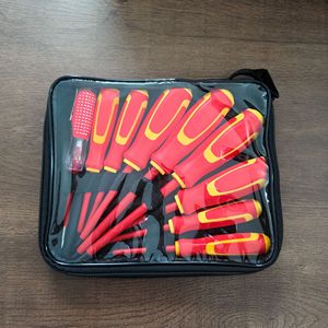 <b>Screwdriver</b> Set 9 Piece Insulated Magnetic Industrial Grade Cross Phillips Bit Anti-Slip Handle Textured Plastic Handle - Product Image 1