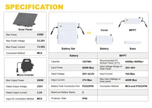 نظام طاقة شمسية كامل مع بطارية 600 وات~800 وات من balkonkraftwerk مع بطارية تخزين طاقة شمسية كاملة
