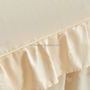 無地コットンプリンセススタイルレーストリムシングルベッドスカートマイクロファイバー二重層フリルマットレスプロテクターベッドスカートセット - Product Image 6