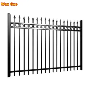 Factory Supplier Wrought Iron 6ft Powder Coated Fence Panels Black