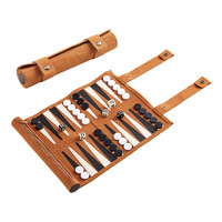 Jeu de backgammon portable enroulable en daim, jeu de société pliable de voyage avec pions et dés, logo personnalisé, jeu familial en plein air, cadeau