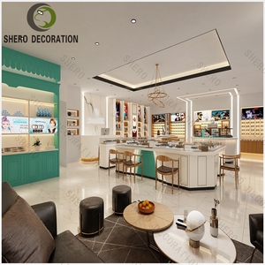 Современный дизайн светодиодный оптический Витринный Шкаф из МДФ, деревянный стол для очков, Заводская поставка, магазин очков - Product Image 1