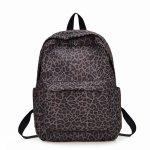 New Cross-border Unisex College Student Retro Leopard Print Nylon <b>Backpack</b> Air Cushion <b>Straps</b> Breathable Lightweight for High - Product Image 1