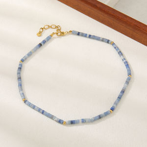 Collar de Moda Personalizado con Piedras Preciosas para Mujer, Gargantilla Delicada de Acero Inoxidable Antideslustre, Collar con Cuentas de Piedras Naturales - Product Image 5