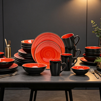 Service de table de luxe en grès de 16 pièces – Ensembles de vaisselle en céramique haut de gamme populaires pour la cuisine, avec tasses à café en céramique