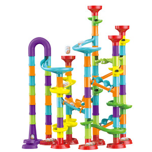 Juego de carreras de plástico de 113 Uds. para niños, pista de mármol, laberinto, Carrera y aprendizaje STEM, bloques de construcción, juguetes para niños - Product Image 1