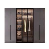 Guarda-Roupa Moderno de Luxo com Iluminação LED e Portas de Vidro Temperado, Sistema de Closet Personalizado para Armazenamento de Roupas
