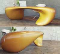 Q004 Bureau de réception de luxe en FRP en forme de I, design artistique pour bureau de PDG, hôtel, salon et club haut de gamme