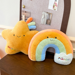 Almohada de Peluche Suave de 40cm, Serie Arcoíris, Cojín de Luna y Estrella, Venta al por Mayor y Menor, Decoración Cómoda para el Hogar - Product Image 6