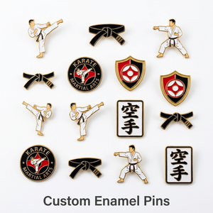 Badges en métal émaillés personnalisés pour arts martiaux de karaté, badges de compétition en alliage de zinc en gros pour clubs et dojos - Product Image 1
