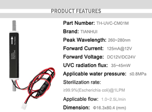 Uvc Led nước Inline mô-đun hệ thống 260 ~ 280nm chảy nước <span class=keywords><strong>UV</strong></span> LED cho Máy uống nước Dispenser - Product Image 2