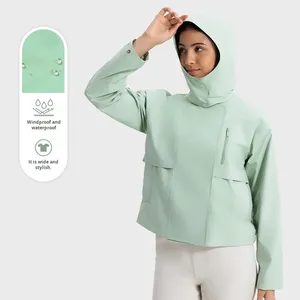 Chaqueta deportiva de concha suave para mujer a la moda, capucha desmontable, patrón sólido, cremallera, soporte, impermeable, transpirable, Cordura, viento corto - Product Image 1