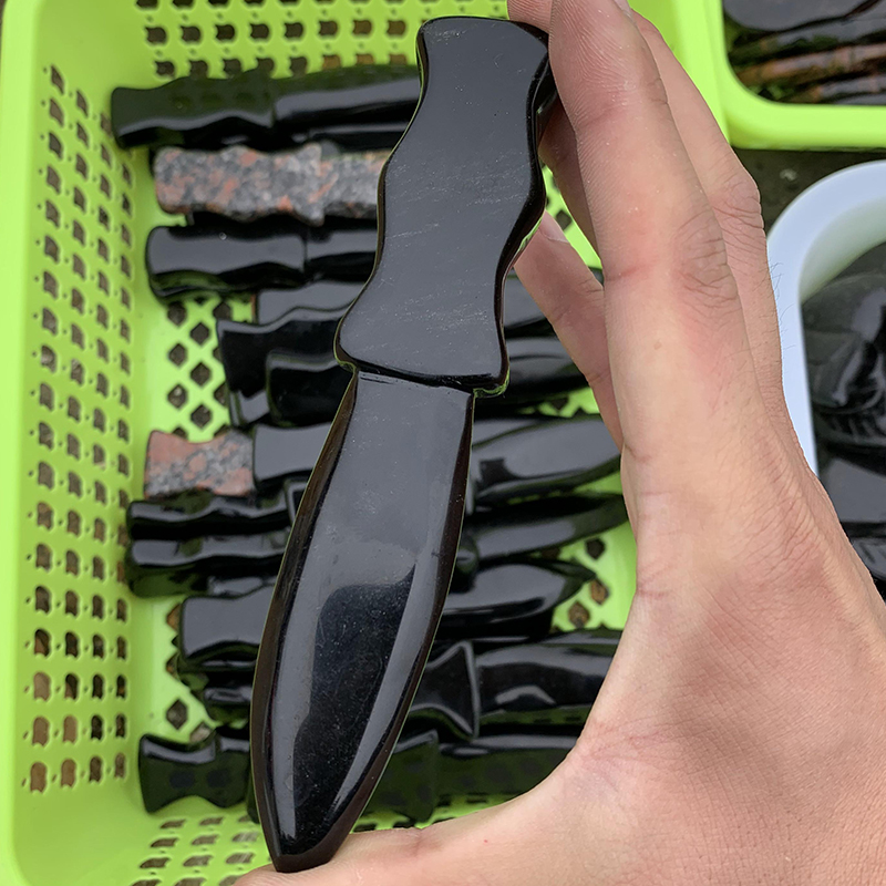 卸売天然黒曜石ナイフクリスタル短剣ナイフ彫刻民俗工芸品