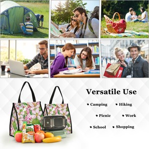 Hawaiian Plumeria Print Summer Soft Meal Prep Sac à lunch Réutilisable Isolé Petit déjeuner Sac isotherme pour le travail - Product Image 5