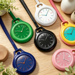 Montre à quartz ronde minimaliste de luxe, design rétro original, montre analogique tendance avec bracelet en cuir, montre pendentif unisexe tendance - Product Image 1