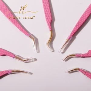 Pinzas de Extensión de Pestañas Pinky Leem de Marca Privada, con Puntas de Fibra en Forma de L de 45 y 90 Grados, Pinzas para Extensión de Pestañas de Volumen - Product Image 6