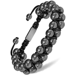 Bracelet tissé en <span class=keywords><strong>hématite</strong></span> naturelle, bracelet de méditation de rééducation magnétique de santé, bijoux pour hommes et femmes - Product Image 2