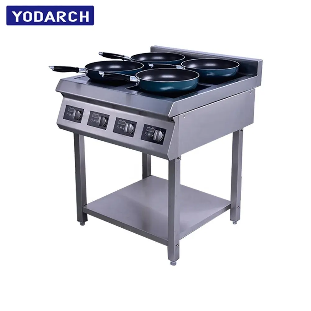 220V 3 Giai Đoạn Thép Không Gỉ 4 Burner Tấm Thương Mại Cảm Ứng Nấu Ăn Burner Bếp Bếp Với Chân Gấp