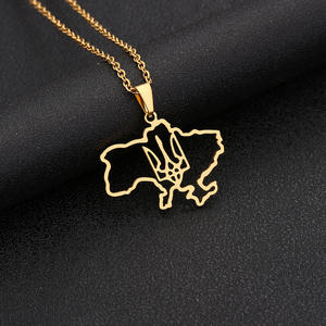 2024 carte <span class=keywords><strong>du</strong></span> <span class=keywords><strong>monde</strong></span> collier en acier inoxydable pendentif collier ukrainien Continents clavicule charme jour de la terre cadeau pour la vente en gros - Product Image 5