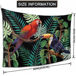 Perroquet Tapisseries En Vrac Grande Taille <span class=keywords><strong>Aquarelle</strong></span> Jungle Tropicale Plantes <span class=keywords><strong>Oiseaux</strong></span> Verts Tapisserie pour La Décoration Intérieure - Product Image 2