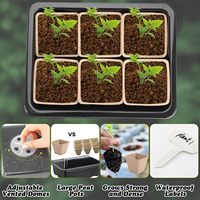Lot de 10 plateaux de démarrage de semis Tasses de pépinière Kit de plateau de démarrage de graines avec 120 pots de tourbe Plateau de culture de plantes en plastique avec dômes