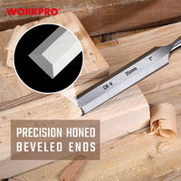 WORKPRO Ciseau à bois en acier CRV de 25 mm (1 pouce) Lame de 30 % plus longue Affûtée Outils à main pour le travail du bois pour la sculpture Ciseaux Poinçons