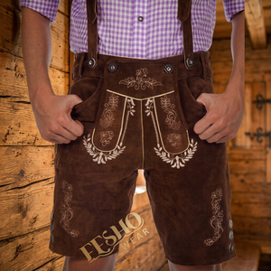 <b>Mens</b> Vintage Leather <b>Shorts</b> Solid High Waist Traditional German Style Eco Friendly Digital Waterproof Breathable Anti-UV Button - Product Image 3