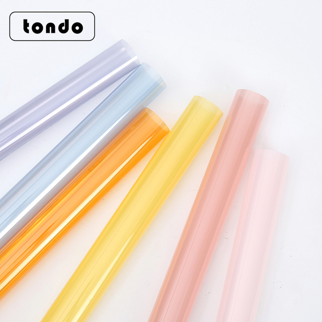 Tondo Glass Thickened Plastic Film Flower Packaging Waterproof Transparent Color OPP Cellophane Floral Bouquet Wrapping Paper