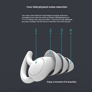 أنثريف 3 طبقات مضادة للضوضاء للسباحة لتقليل الماء من السيليكون ، سدادات أذن للنوم قابلة لإعادة الاستخدام لحماية السمع وحجب الصوت - Product Image 3
