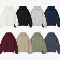 Sweat-shirt à capuche uni pour homme en molleton de coton et polyester, avec poche kangourou, respirant, anti-boulochage, décontracté, pour l'hiver