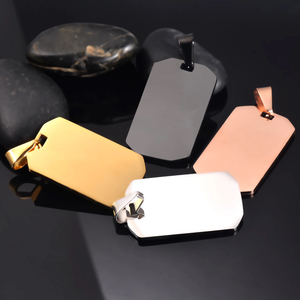 Pendentif personnalisé en acier inoxydable plaqué or 18 carats pour hommes, breloque promotionnelle vierge gravée au laser pour gravure - Product Image 4