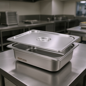 Bac à vapeur en acier inoxydable Vevor 1/2 taille 4 pouces de profondeur avec couvercle anti-blocage pour la restauration commerciale et le stockage - Product Image 2